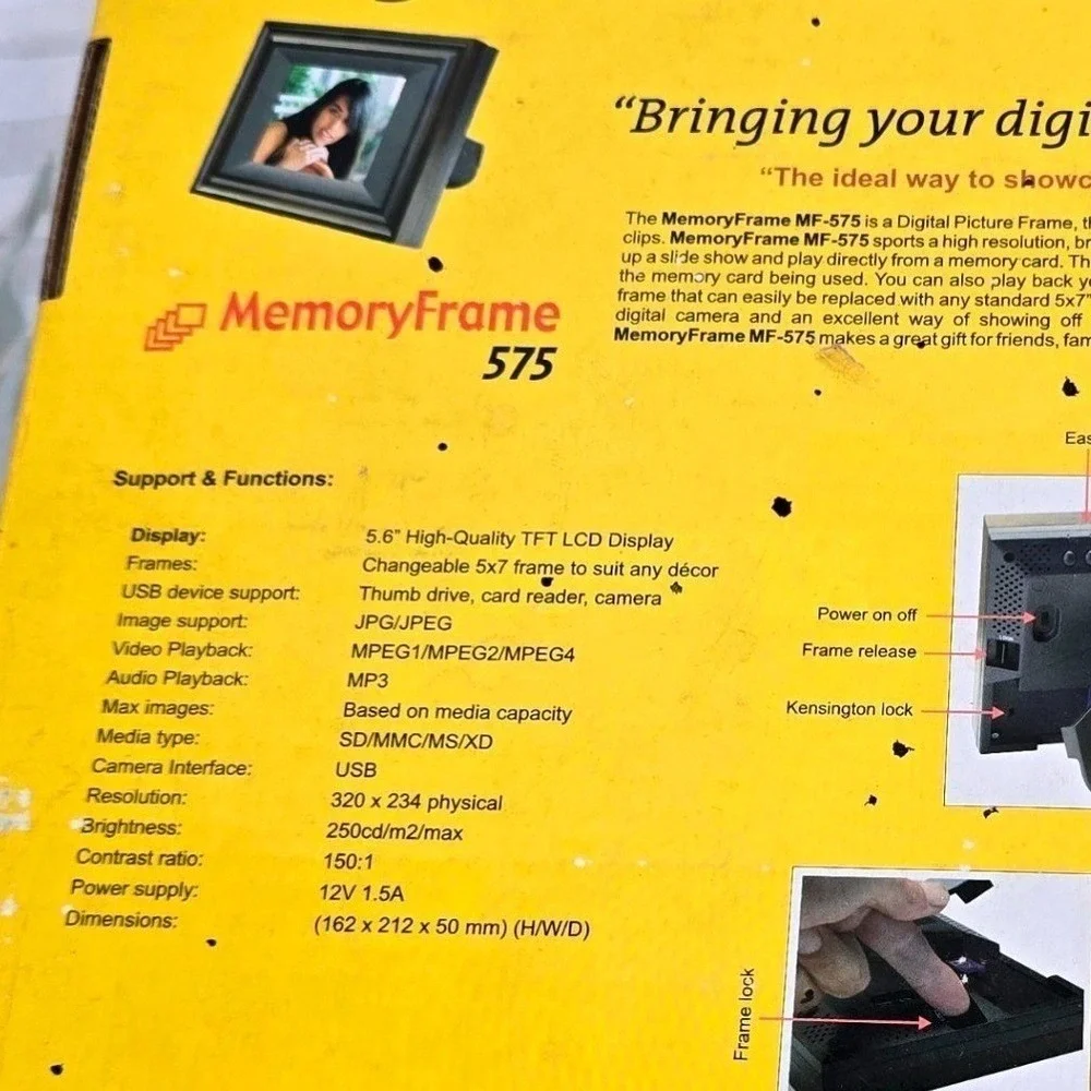 Digital Spectrum MemoryFrame 575 USB Digital Photo Frame Plays MP3 Audio‎ Video